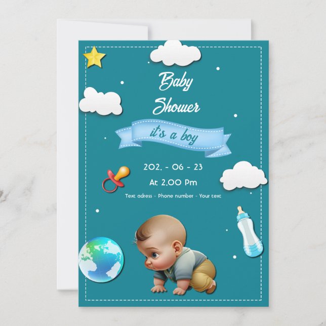 C'est un garçon! inbjudningar (Framsida)