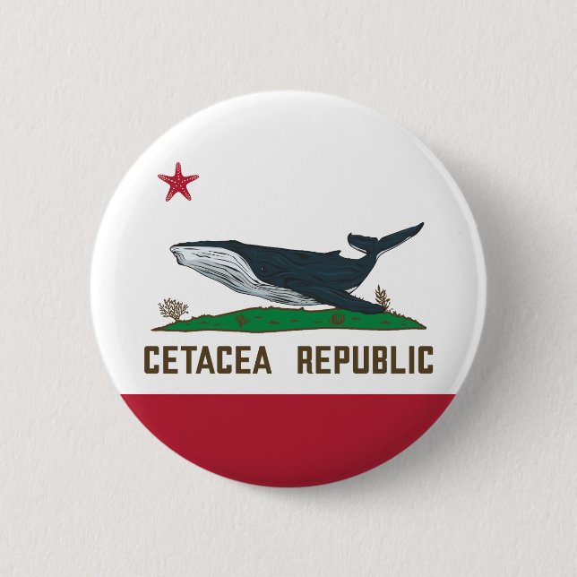 Cetacea Republic Whale Flagga Rorqual Knapp (Framsida)