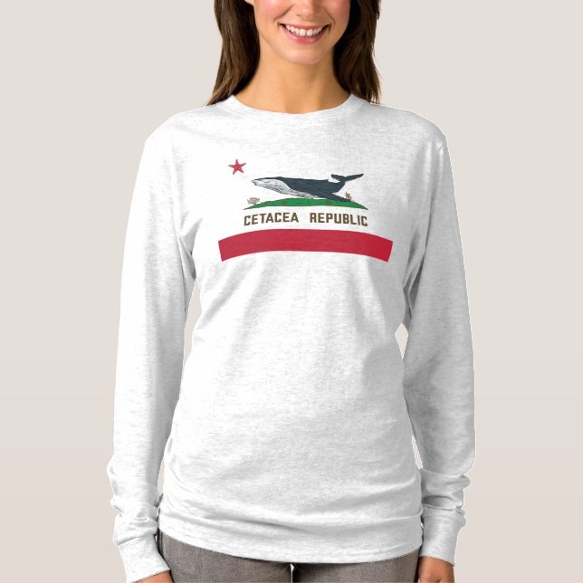Cetacea Republic Whale Flagga Rorqual T Shirt (Framsida)