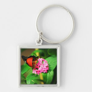Cethosia biblies Keychain Fyrkantig Silverfärgad Nyckelring