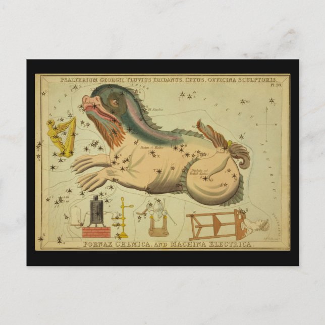 Cetus, Fornax Chemica, Machina Electrica, etc. Vykort (Framsida)