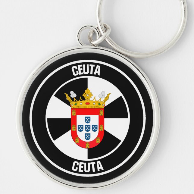 Ceuta Round Emblem Rund Silverfärgad Nyckelring (Framsidan)