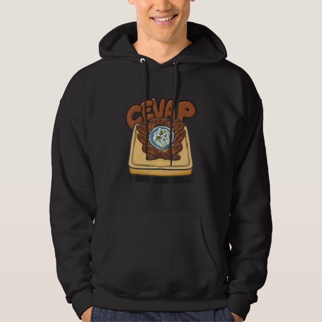 Cevap Serbian Grill Sausages Cevapi Croatian Food  Hoodie (Framsida)