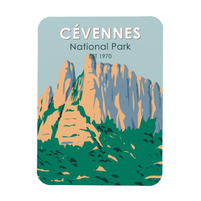 Cevennes nationalpark Frankrike Vintage Magnet (Vertikal)
