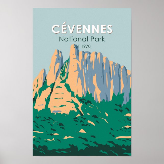 Cevennes nationalpark Frankrike Vintage Poster (Framsidan)