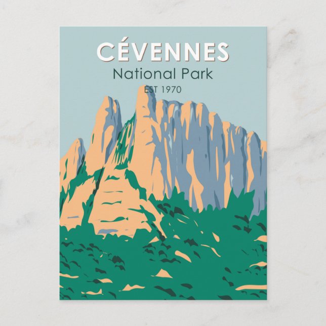 Cevennes nationalpark Frankrike Vintage Vykort (Framsida)