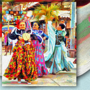 Ceviche mexikanska festival Dancers 2549 Art Print Poster