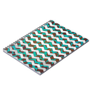 Cevron Dalmatian Brown och Teal Anteckningsbok Med Spiral