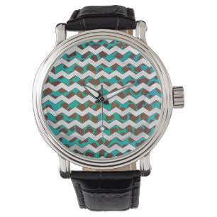 Cevron Dalmatian Brown och Teal Armbandsur