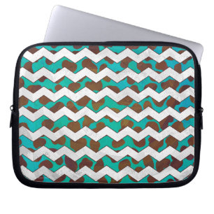 Cevron Dalmatian Brown och Teal Laptop Fodral