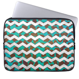 Cevron Dalmatian Brown och Teal Laptop Sleeve