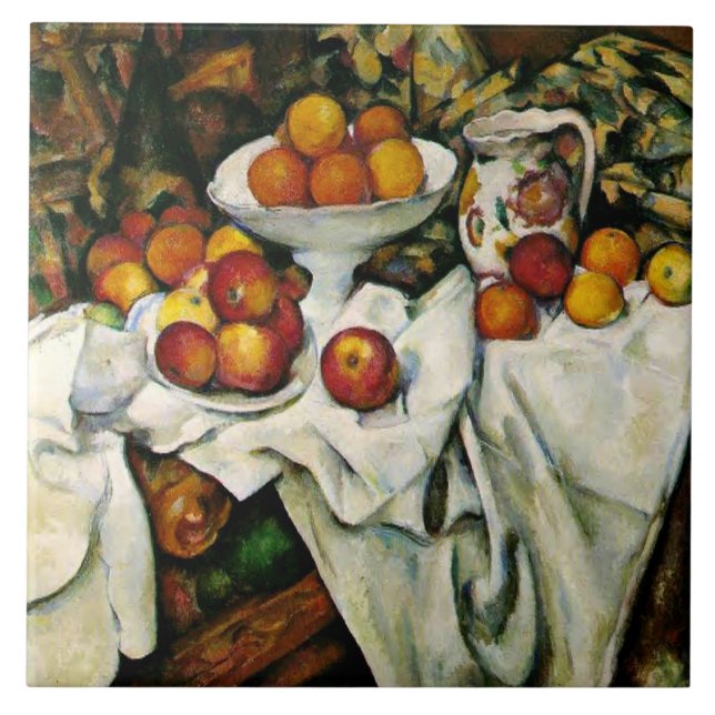 Cezanne - Äpplen och Orangar Kakelplatta (Framsidan)