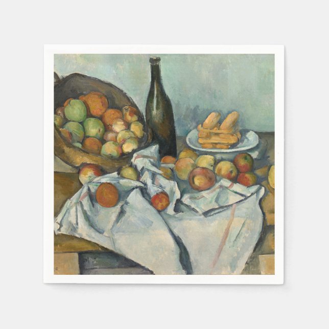 Cezanne Basket Apples Impressionism Art Pappersservett (Framsidan)