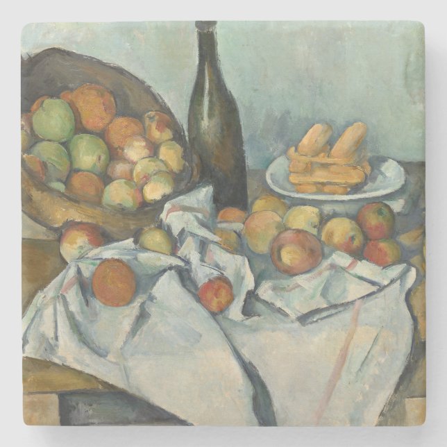 Cezanne Basket Apples Impressionism Art Stenunderlägg (Framsidan)