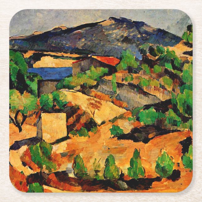 Cezanne - bergen från Estaque Underlägg Papper Kvadrat (Framsidan)