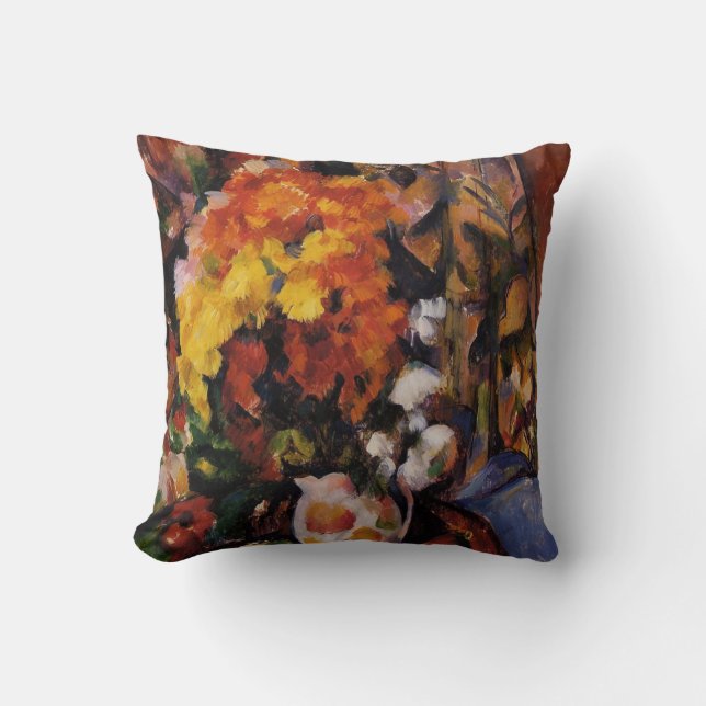 Cezanne: Chrysanthemums lever fortfarande Dekorati Kudde (Framsida)