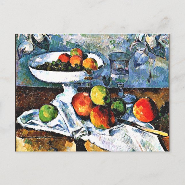 Cezanne - Compotier, Glass, Apples Vykort (Framsida)