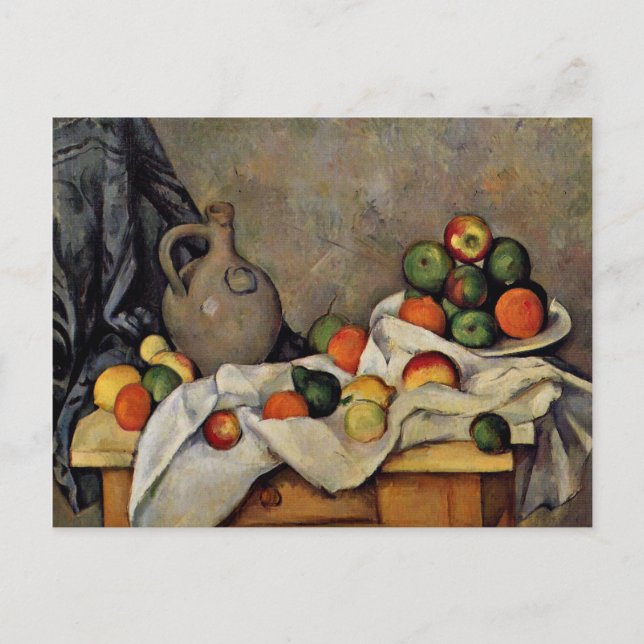Cezanne - Curtain, Jug and Fruit Vykort (Framsida)