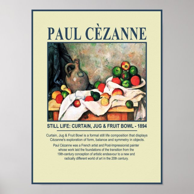 Cezanne Curtain Jug & Fruit Bowl Museum Poster (Framsidan)