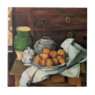 Cezanne - Fartyg, frukt och Trasa Kakelplatta