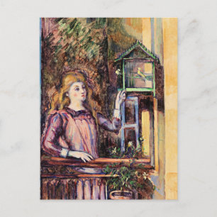 Cezanne - flicka med Birdcage Vykort