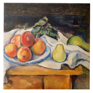 Cezanne - Fruit vid Bord Kakelplatta