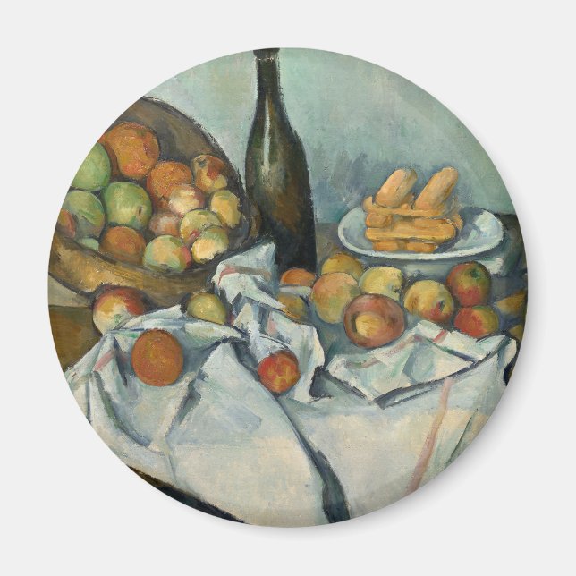 Cezanne Frukt Äpple Impressionistisk Målning Magnet (Framsidan)