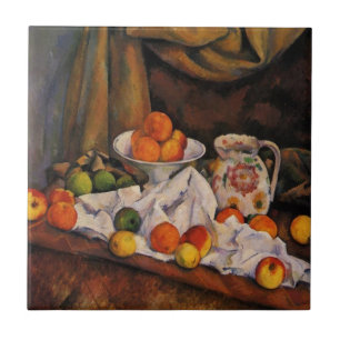 Cezanne: Frukt Bowl, Pitcher och Fruit-konst Kakelplatta