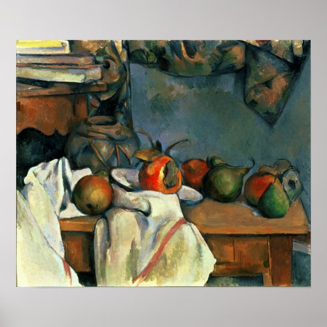 Cézanne - Ginger-Pot med granatäpple och päron Poster (Framsidan)