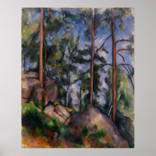 Cézanne - Gräs och Rochers Fontainebleau Poster