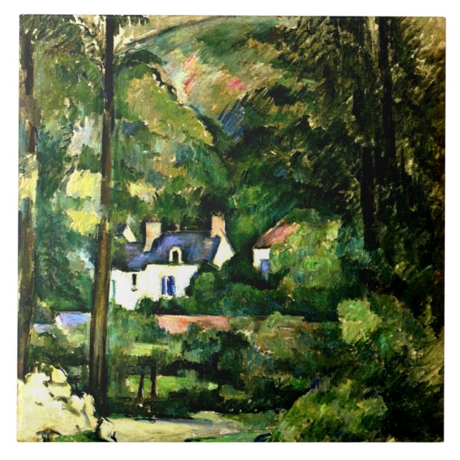 Cezanne - Houses in the Greenery, 1881, Kakelplatta (Framsidan)