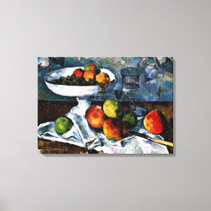 Cezanne - kompotier, glas, äpplen canvastryck