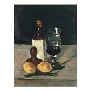 Cezanne - Livet med Flaska, glas, citroner Fototryck