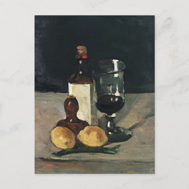Cezanne - Livet med Flaska, glas, citroner Vykort (Framsida)