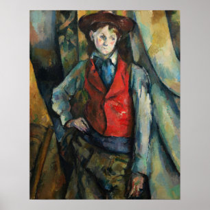 Cézanne - Pojken i en röd västrock Poster