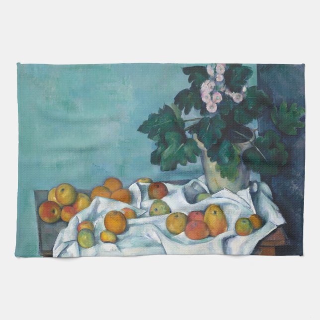Cezanne Post impressionism still Life Flowers och Kökshandduk (Horisontell)