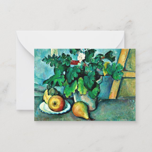 Cezanne - Pot of Primroses and Fruit Anteckningskort (Framsida)