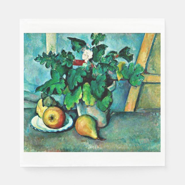 Cezanne - Pot of Primroses and Fruit Pappersservett (Framsidan)