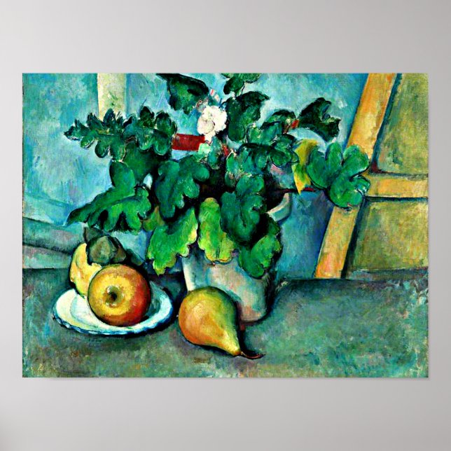 Cezanne - Pot of Primroses and Fruit Poster (Framsidan)