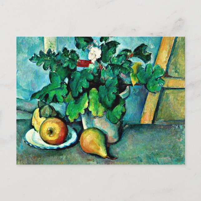 Cezanne - Pot of Primroses and Fruit Vykort (Framsida)