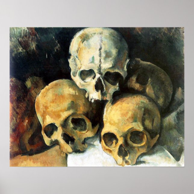Cezanne Pyramid av Döskallar Poster (Framsidan)
