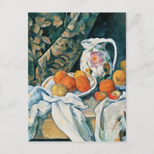 Cezanne still Life-Curtain,Fröntgen Pitcher,Fruit Vykort