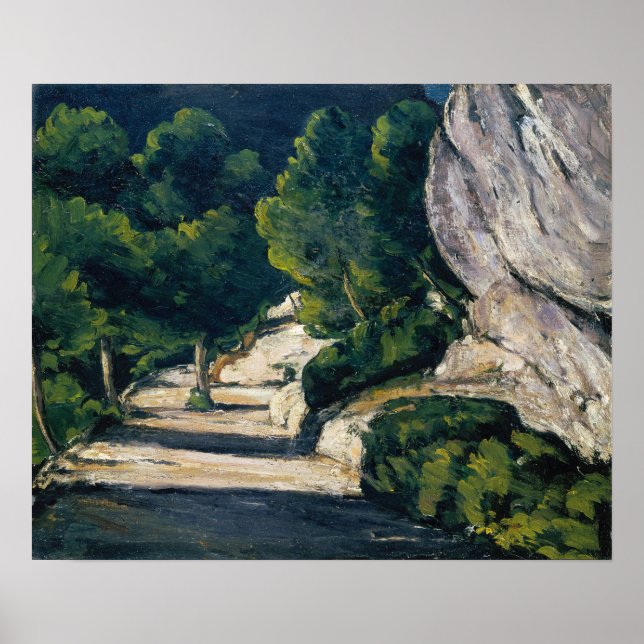 Cézanne - Vägen med träd i Klippiga bergen Poster (Framsidan)