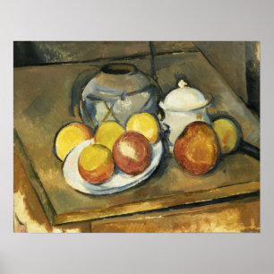 Cézanne-Vas, sockerkulör och äpplen Poster