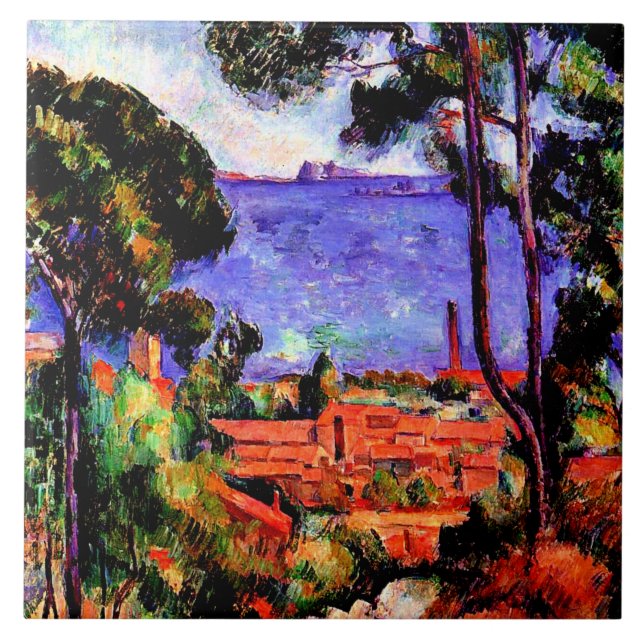 Cezanne - Visa genom Träd Kakelplatta (Framsidan)