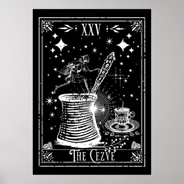 Cezve Turkiskt Kaffe Tarotkort Poster (Framsidan)