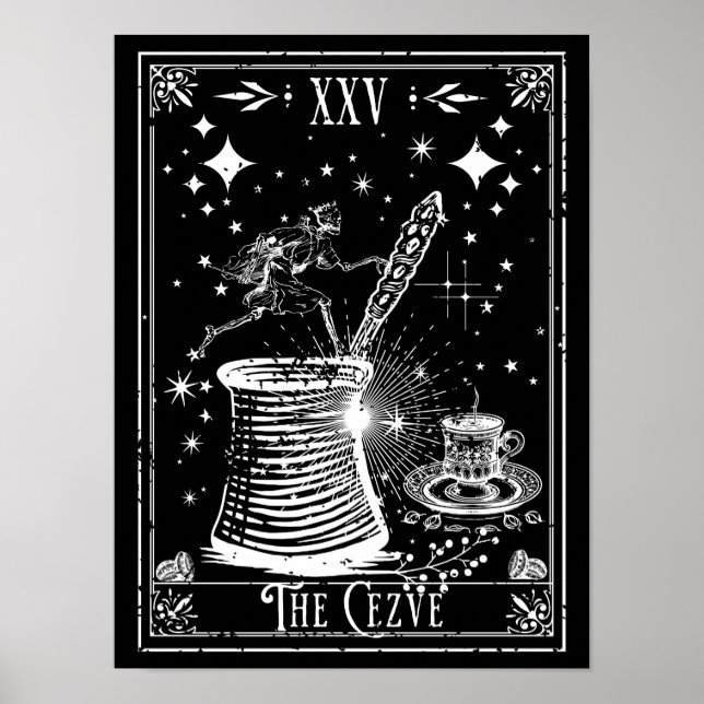 Cezve Turkiskt Kaffe Tarotkort Poster (Framsidan)