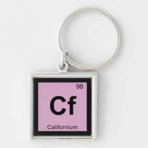 Cf - Californium Kemi Periodiska Systemet Symbol Fyrkantig Silverfärgad Nyckelring