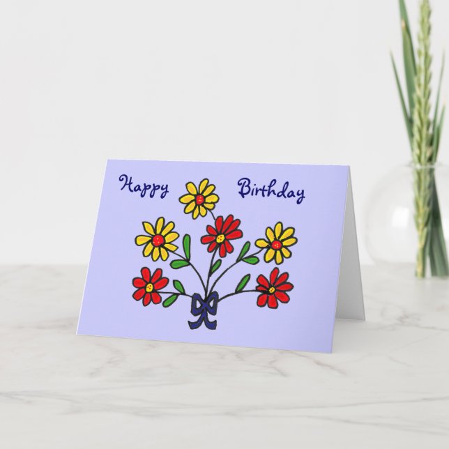 CF - Cheerful Daisy Birthday Card Kort (Framsida)