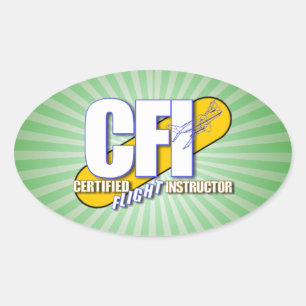 CFI-LOGOTYP - AUKTORISERAD FLIGHT INSTRUUCTOR OVALT KLISTERMÄRKE